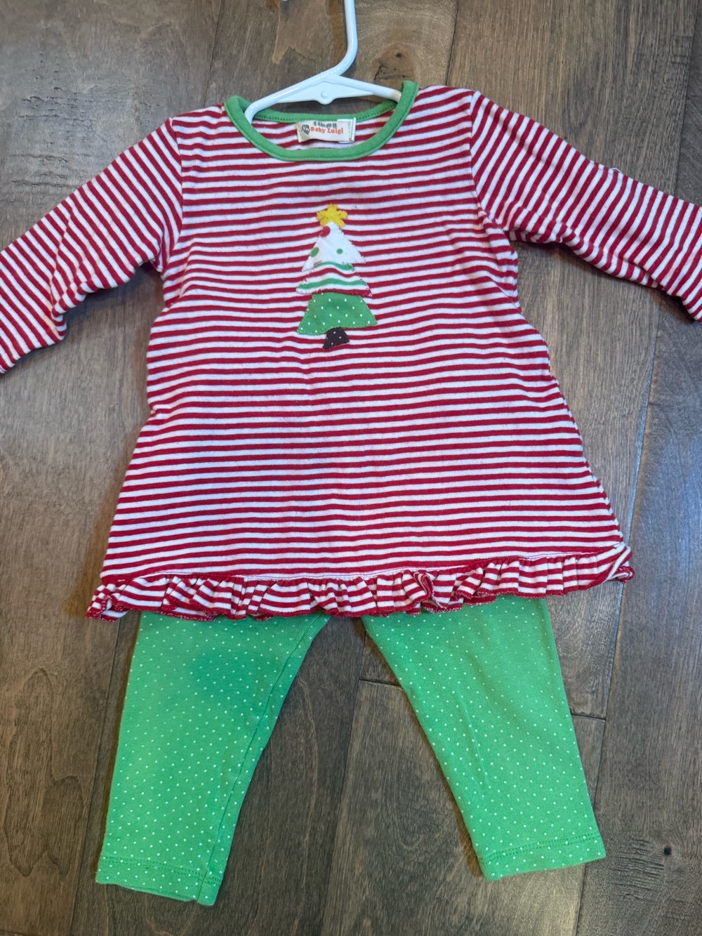 Baby Luigi 12M Christmas Tree Tunic Leggings Set Red Green Holiday